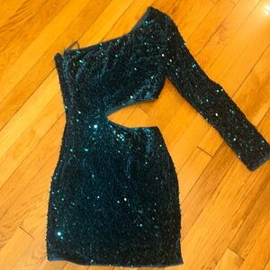Velvet Sequin Green Homecoming dress